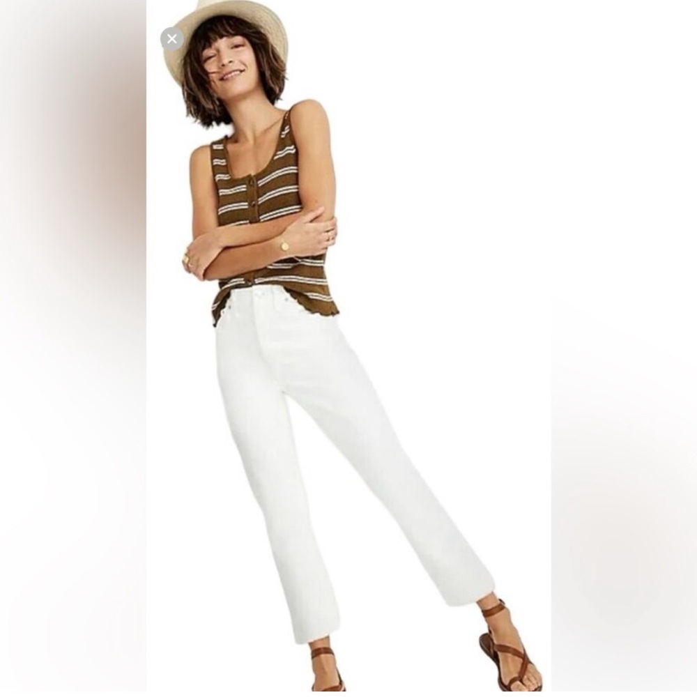 madewell high rise slim crop boyjean white Sz 31